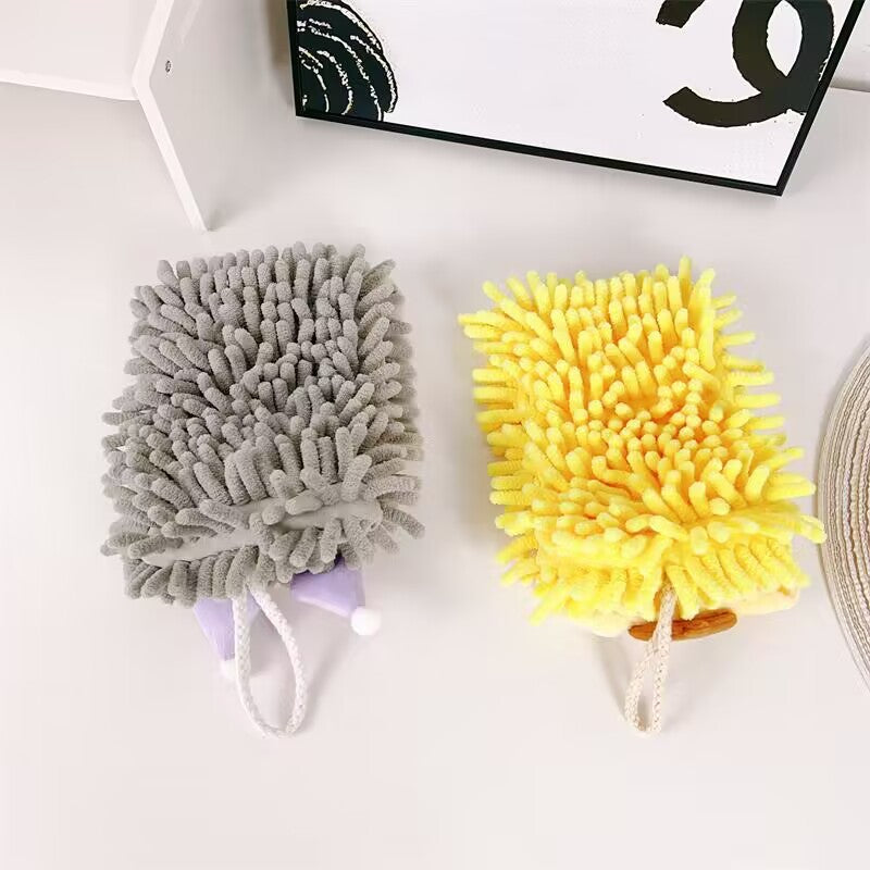 Cartoon chenille hand towel hanging anti-odor absorbent non-shedding hand cloth children's towel kitchen hand washing household