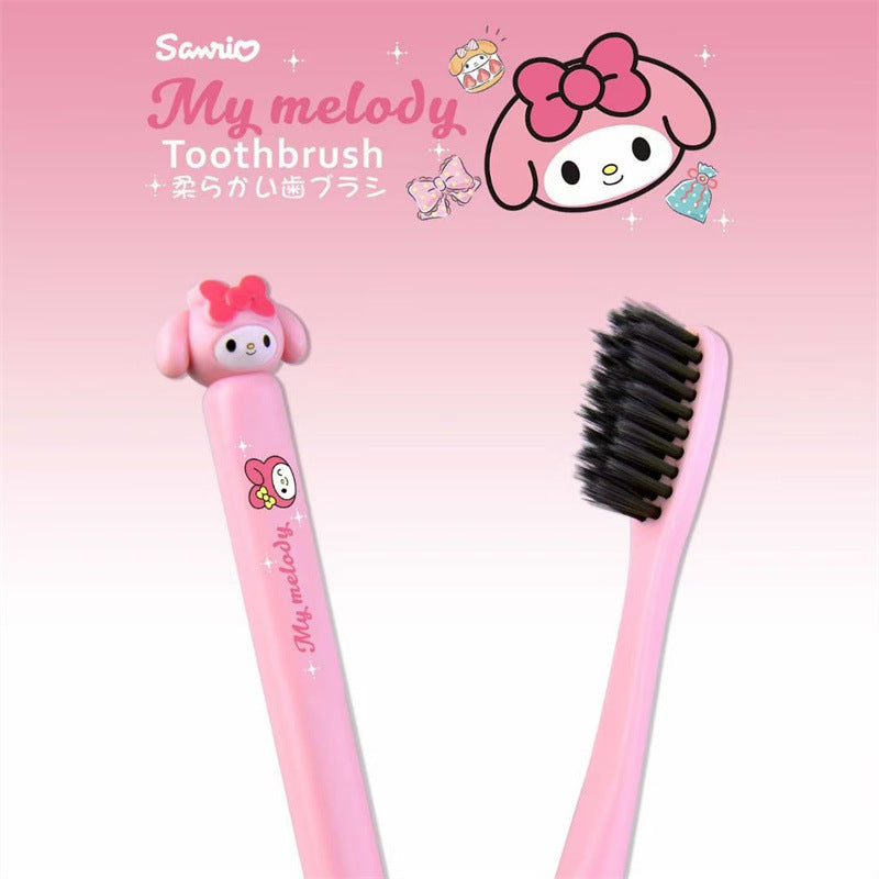 【DU-0061】New Japanese cute girl's heart toothbrush kulomi portable travel adult and children's bamboo charcoal fine soft brush toothbrush