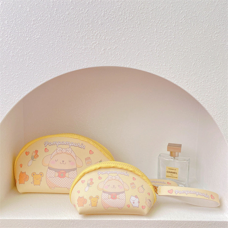 【B-0002】Japanese cartoon cute girl heart makeup bag storage two-piece set Change key storage bag ugly fish hand bag