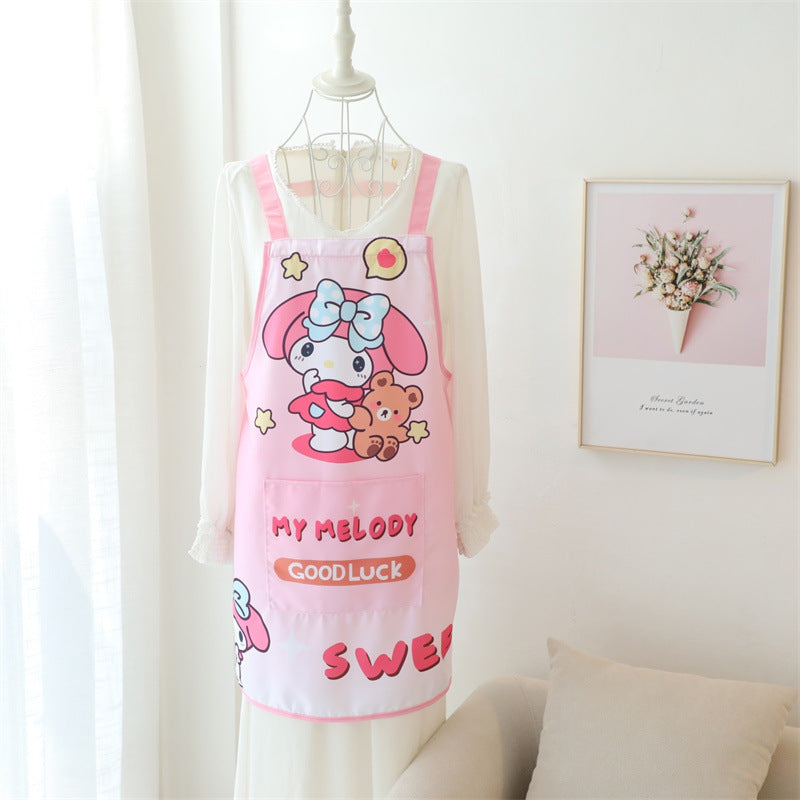 Japanese household anti pollution, anti oil, kitchen cooking apron, cute household work anti dirt sleeveless smock, waist skirt