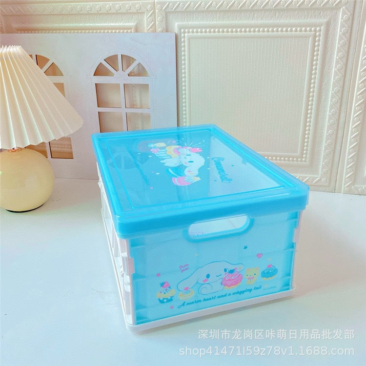 PC dog large-capacity storage box portable plastic folding storage box desktop dust-proof sundries box with cover