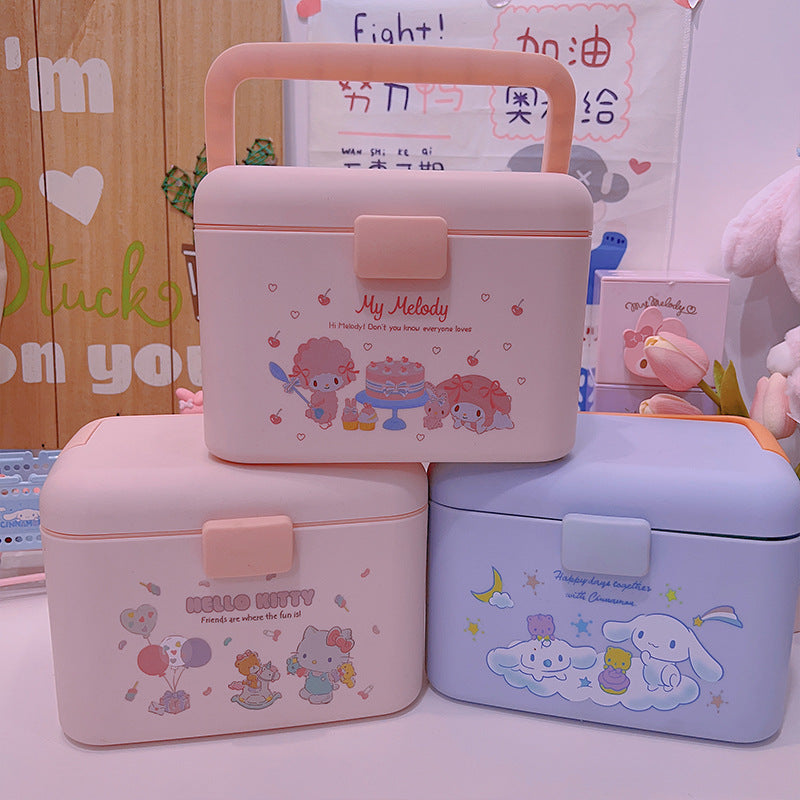 Cartoon medicine box, household multi-layer portable storage box, Yugui Gou Melody, household classification small medicine box