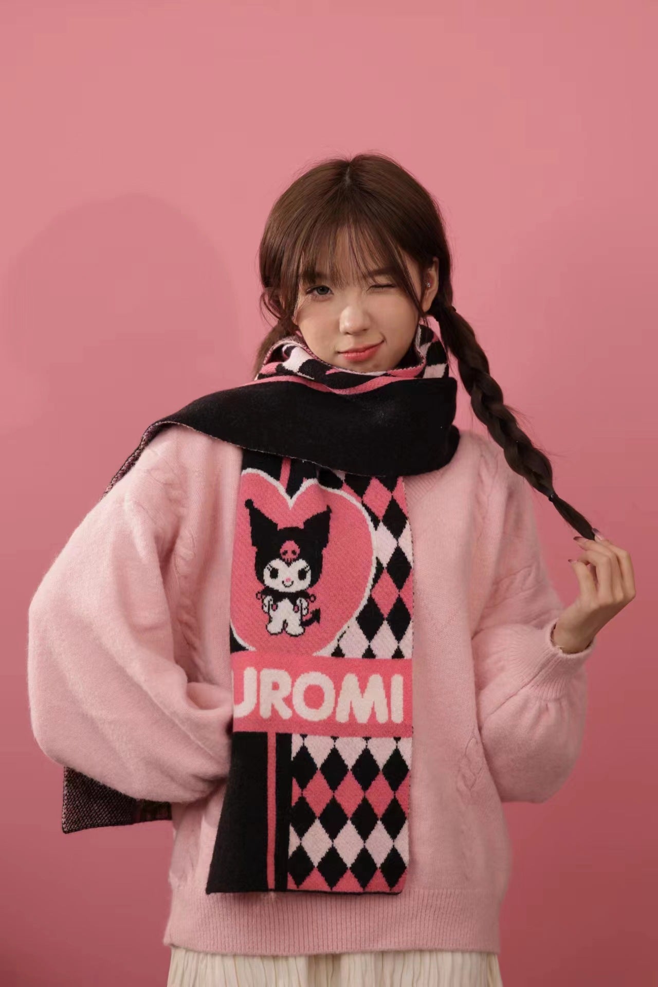 【DU-0059】Sanrio Knitted Scarf Winter Red Scarf Cartoon Cute Windproof and Warm