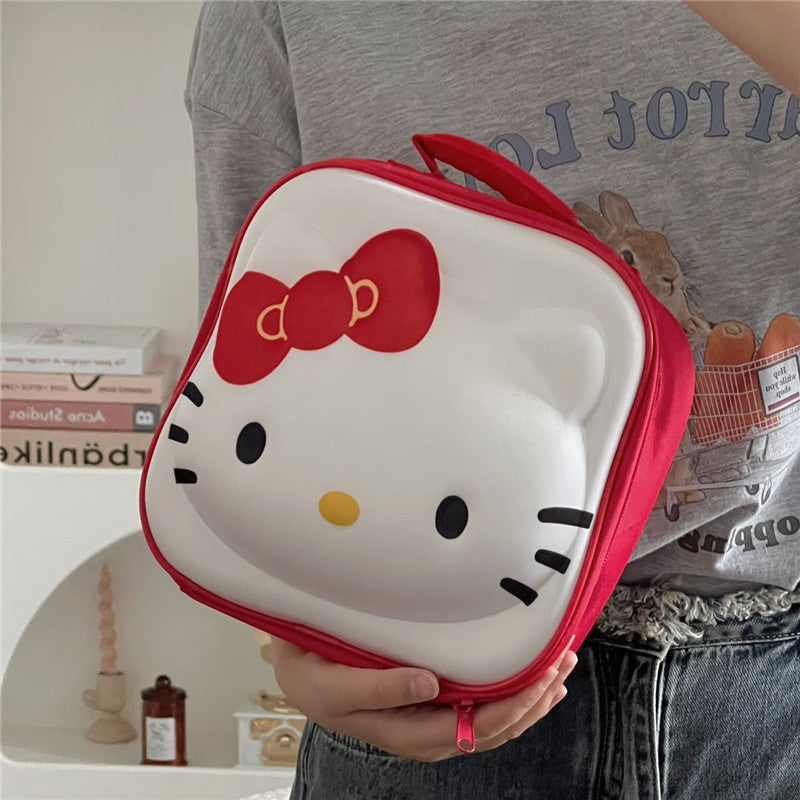 Cute cartoon cat portable cosmetic bag female large-capacity portable travel wash bag skin care products storage box