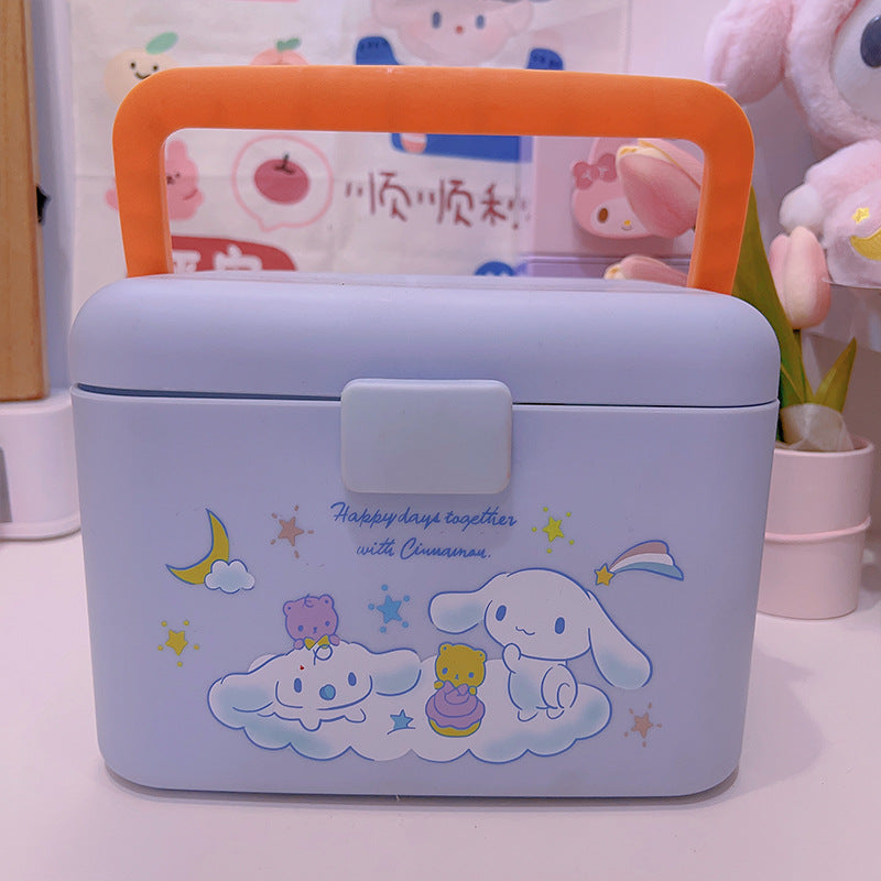 Cartoon medicine box, household multi-layer portable storage box, Yugui Gou Melody, household classification small medicine box