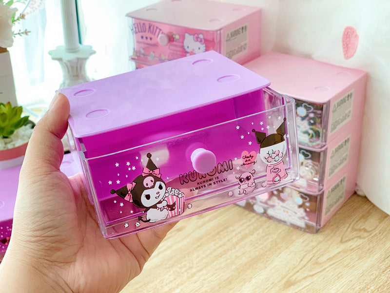 Cute girl heart desktop jewelry box mini drawer box cartoon storage box drawer sorting box