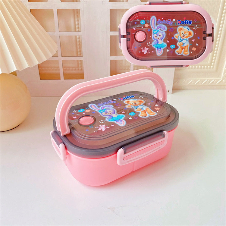 【BT-0002】Japanese cute girly heart double-layer kulomi handheld lunch box, bento box, portable divider, sealed fresh-keeping box, lunch box