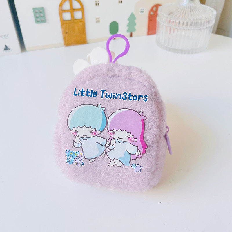 【W-0009】Japanese Cute Girl Heart Plush Pocket Wallet Portable Small Bag PC Dog Earbuds Coin Small Wallet