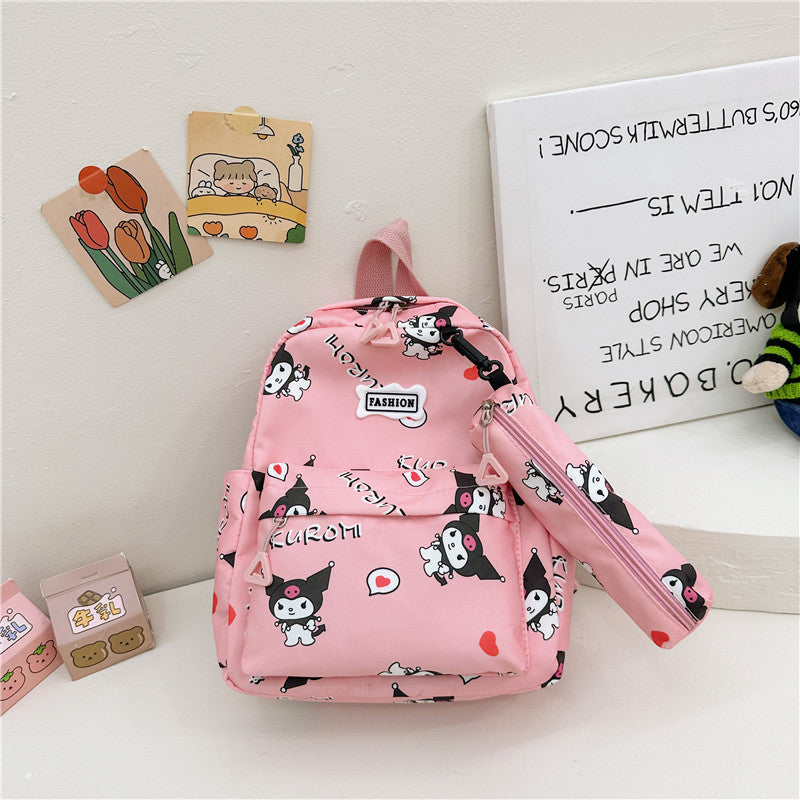 Cartoon printed backpack for kindergarten babies 2023 New cute girl graffiti minimalist backpack trend