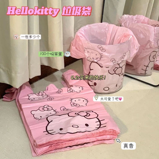 Hello Kitty Garbage Bag Cartoon KT Cat Pattern Vest Bag Plastic Bag Packaging Bag