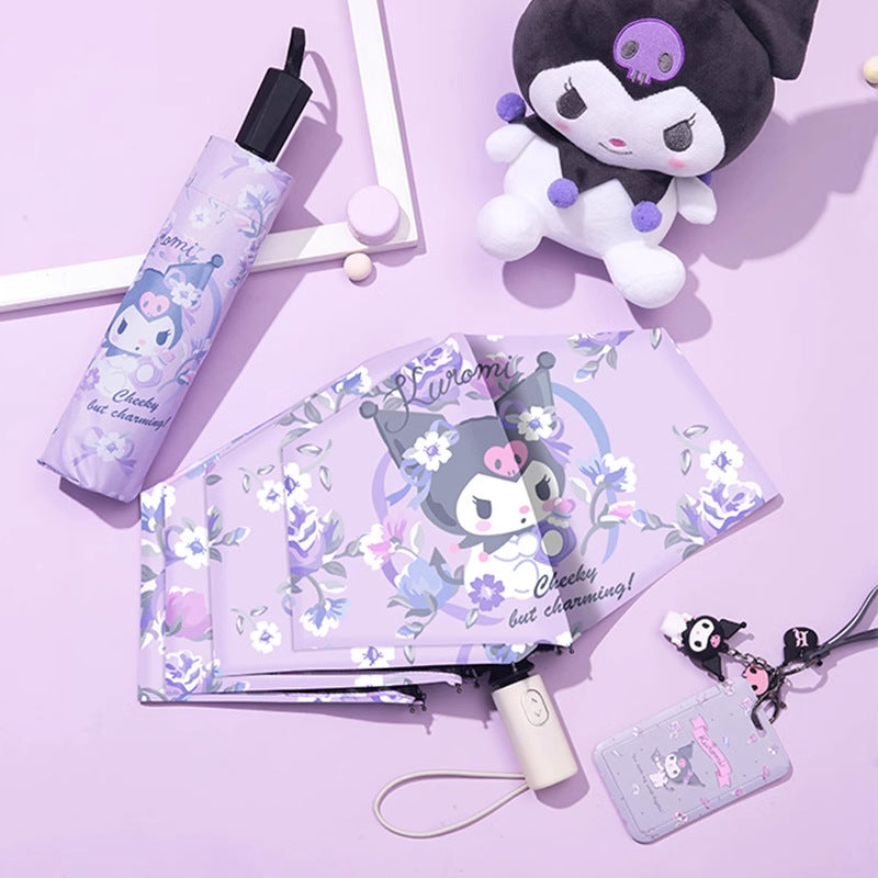 Violet Kuromi Cartoon Cute Umbrella for Rain and Clear Use, Girl's Heart Clear Umbrella for Sun Protection, UV Protection, and Sun Shading