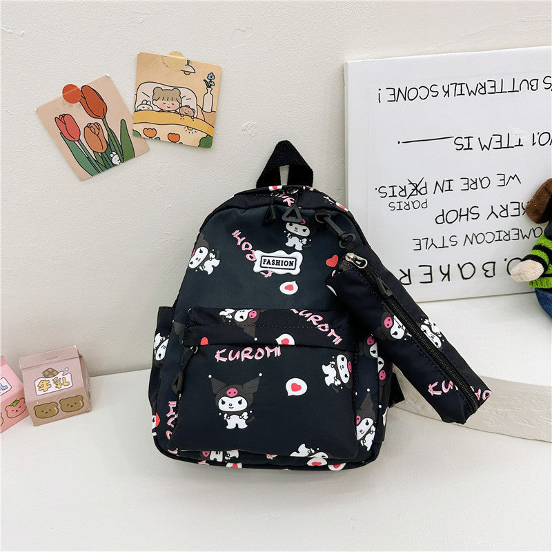 Cartoon printed backpack for kindergarten babies 2023 New cute girl graffiti minimalist backpack trend