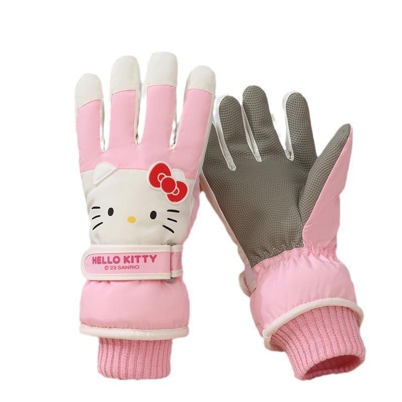 Sanrio family series windproof gloves for adults for adults with KT autumn and winter thickened cycling warm cotton gloves