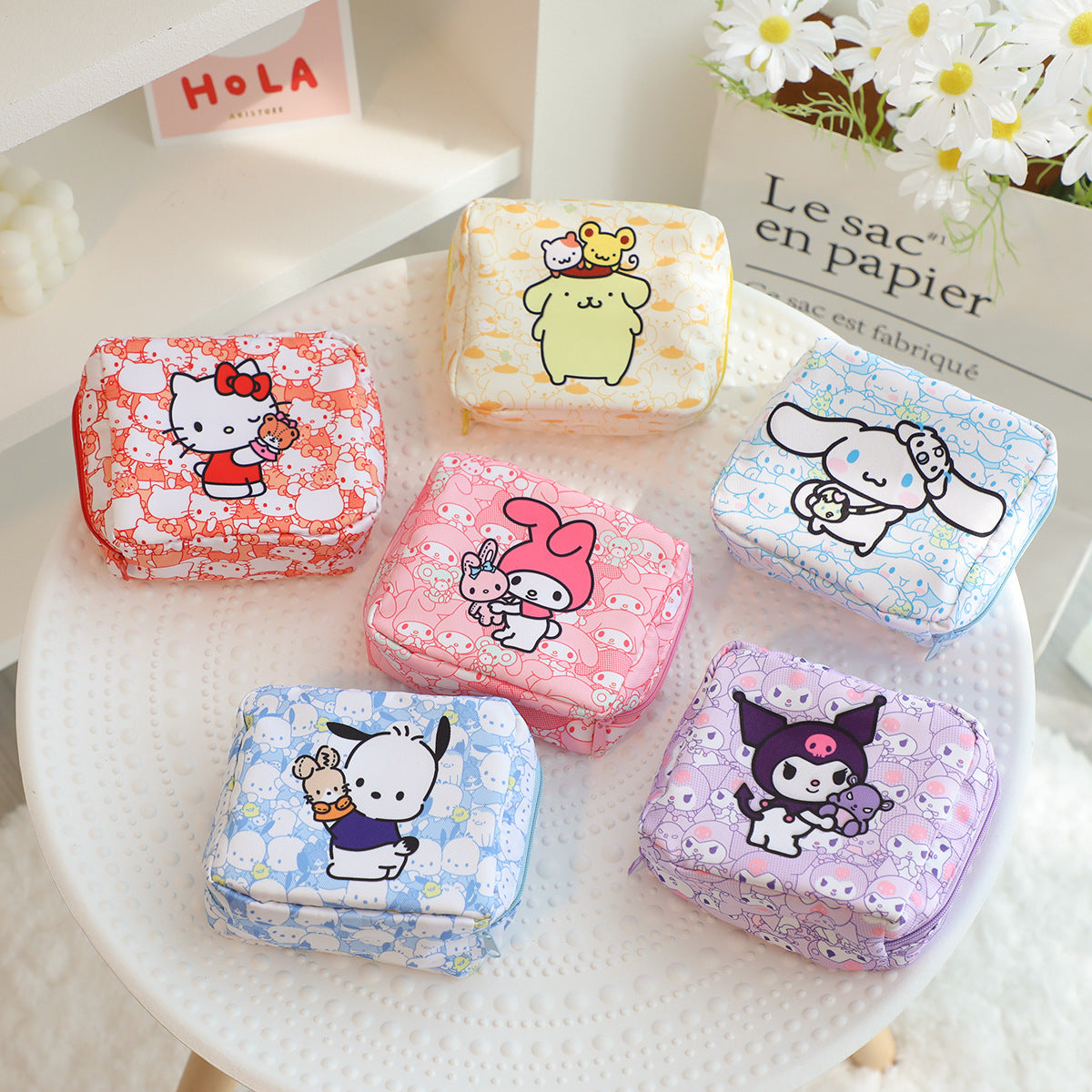 cute multi-head cartoon tampon storage bag cute girl portable cosmetics small items storage