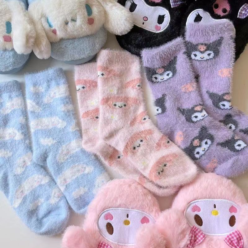 Sanliou Mink Plush Socks Children's Autumn and Winter Plush and Plush Warm Floor Socks Postpartum Anti slip Plush Moonlight Socks