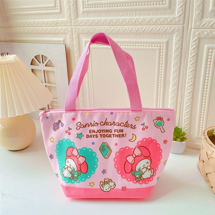 【BT-0010】New Japanese thermal insulation bag cute cartoon with meal portable canvas aluminum foil insulated lunch box bento bag cold bag