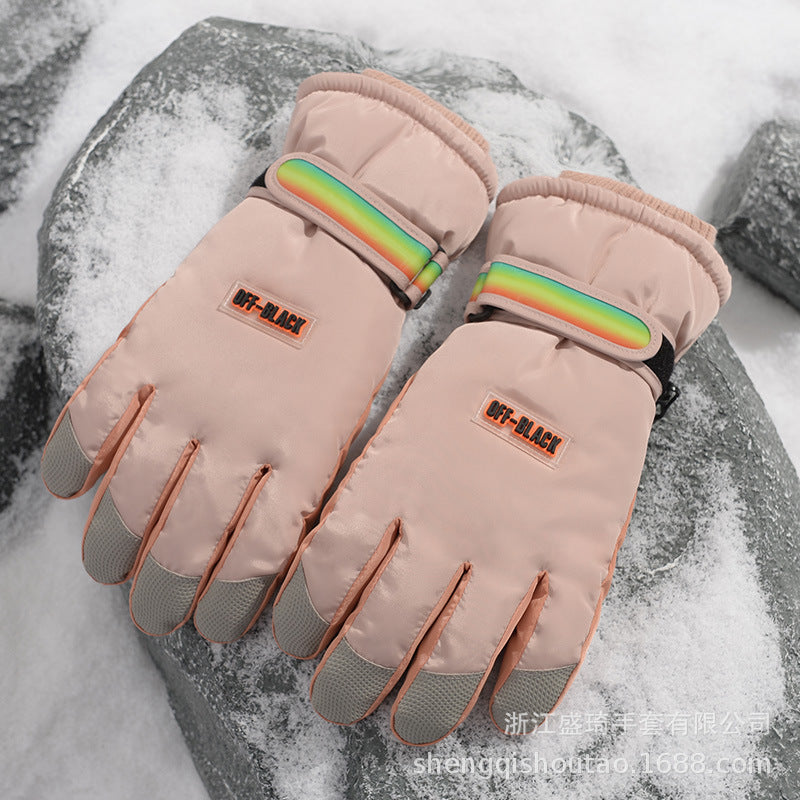 Sanliou Outdoor Touch Screen Ski Gloves Winter Women's Plush Thickened Cold and Warm Student Cycling Windproof and Anti slip