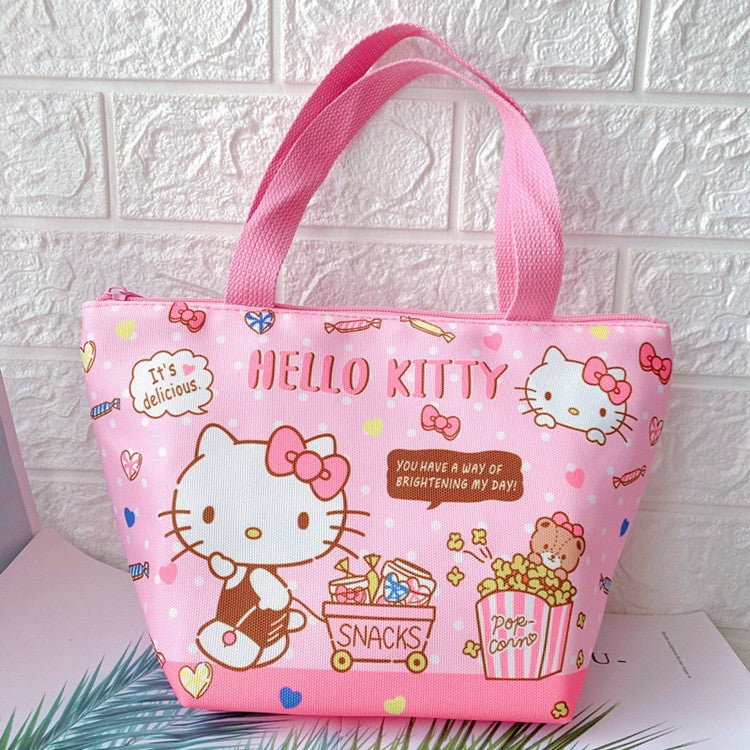 【BT-0010】New Japanese thermal insulation bag cute cartoon with meal portable canvas aluminum foil insulated lunch box bento bag cold bag