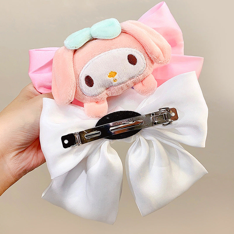 Cute Sanrio doll bow hairpin, girl's hairpin, back of the head, top clip, out-of-the-box hairspring, hairpin