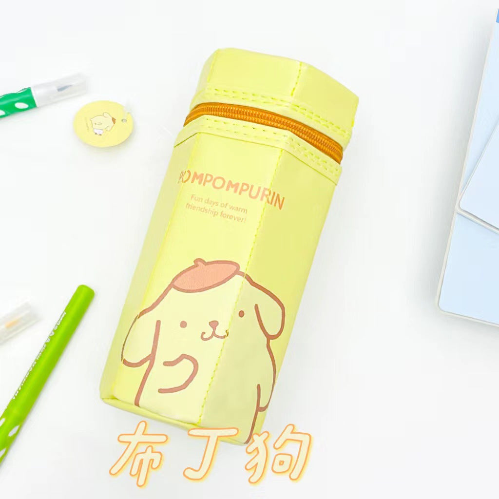 Octagonal cartoon pen holder, large capacity, cute Pacha dog pencil case, pencil case, student stationery pen case, Korean PU pen case