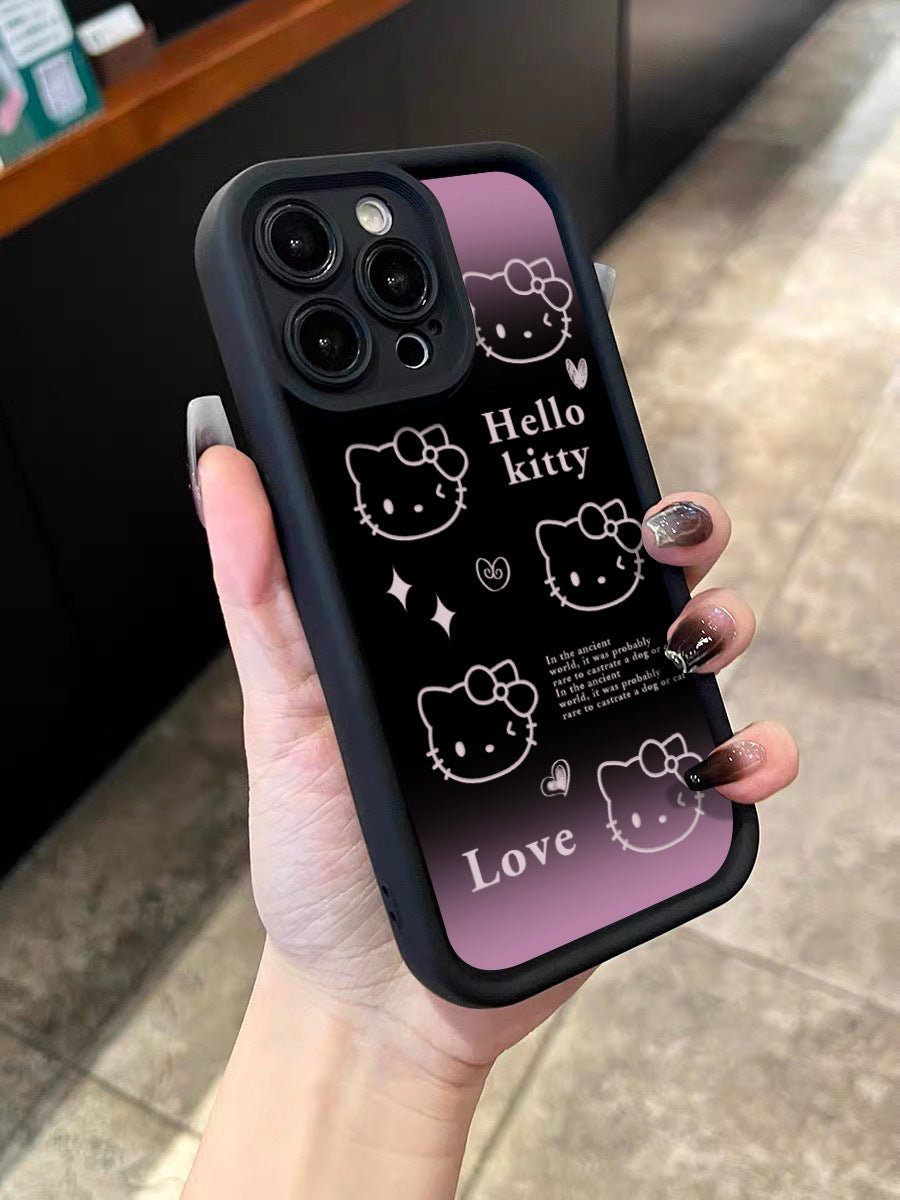 Dark Purple Kitty Premium Apple 14/xs Phone Case 13promax Silicone 11/12 Anti Drop xsmax Soft x