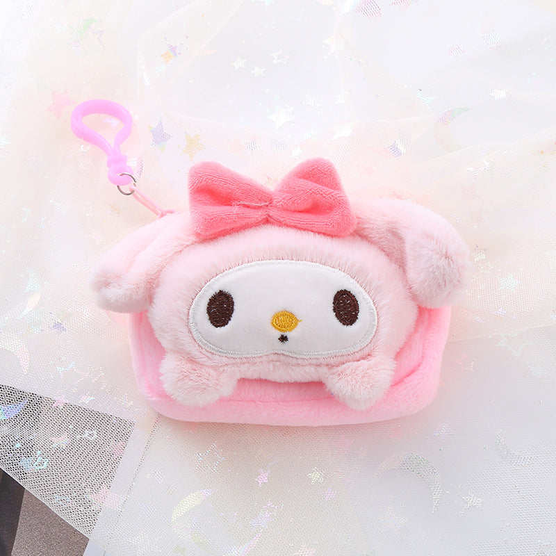 【W-0003】Cute square plush sanrio coin purse cartoon cinnamon dog keychain pendant lady's storage bag coin bag