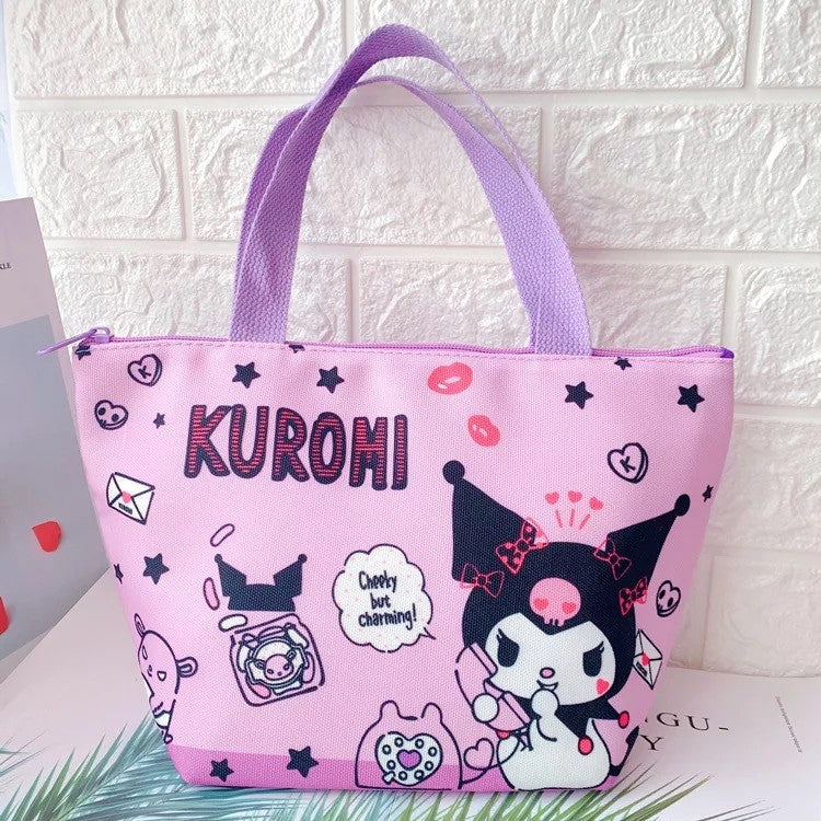 【BT-0010】New Japanese thermal insulation bag cute cartoon with meal portable canvas aluminum foil insulated lunch box bento bag cold bag