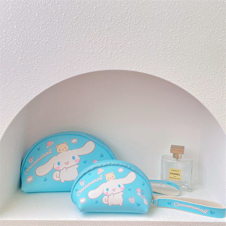 【B-0002】Japanese cartoon cute girl heart makeup bag storage two-piece set Change key storage bag ugly fish hand bag