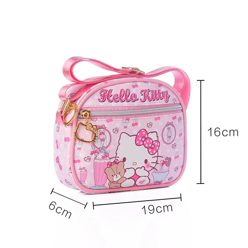 【B-0028】Korean cartoon INS kids mini shoulder cross-body bag leather waterproof zipper key ID storage bag