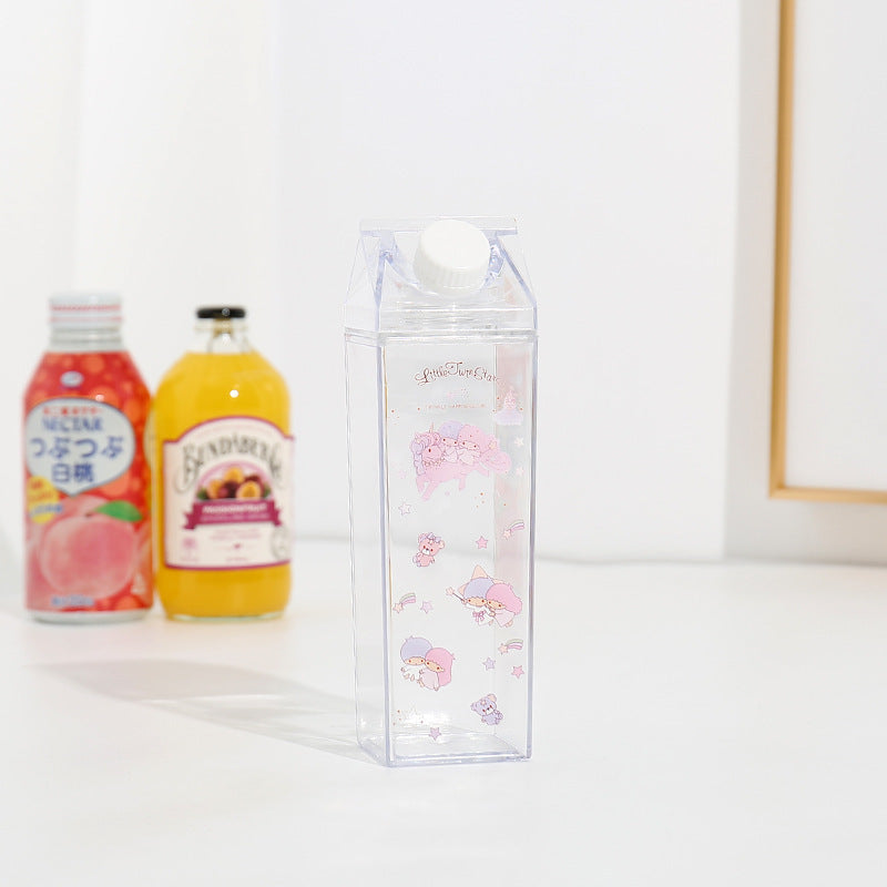 Japanese Kuromi Square Creative Milk Box Beverage Juice Split Bottle Large Capacity Iced Beverage Cup Water Cup