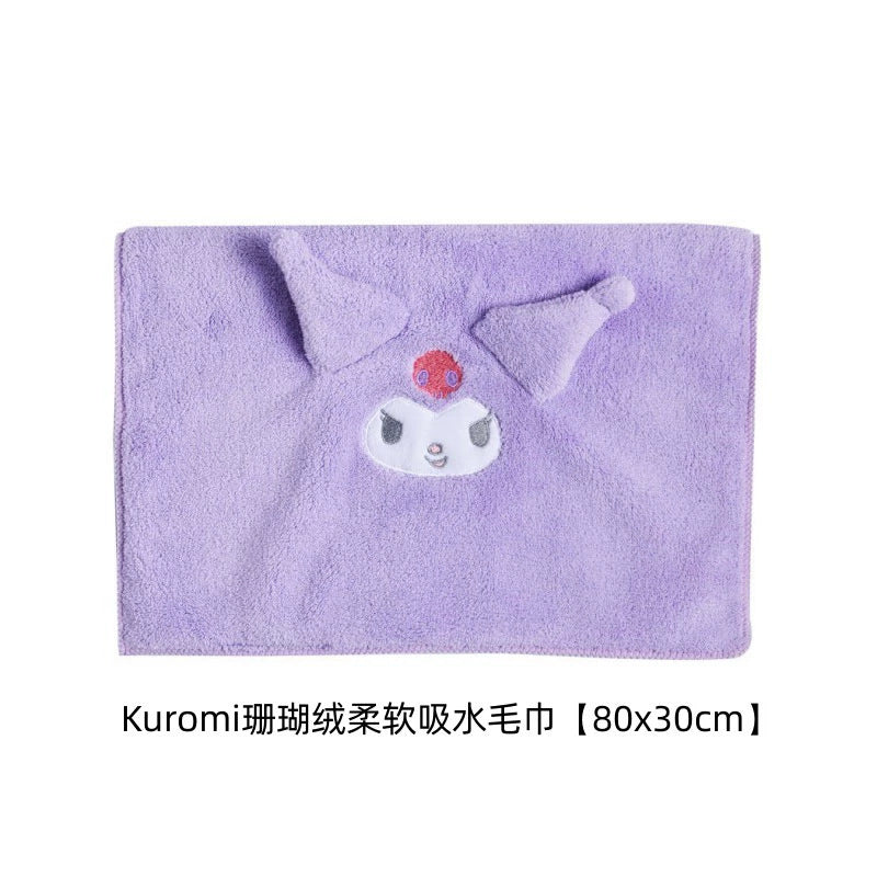 【T-0028】Sanrio Coral Plush Soft and Absorbent Face Wash Dry Hair Towels and Bathtowels