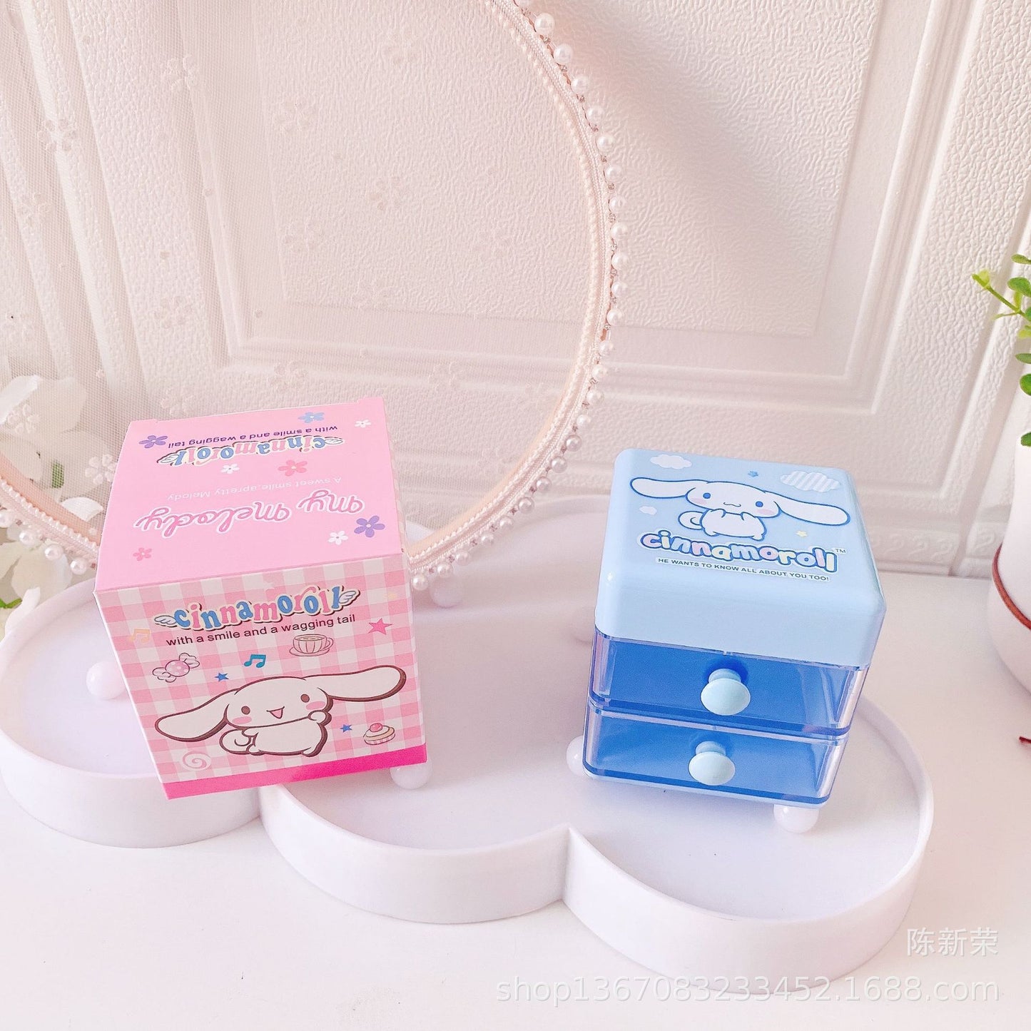 New cute double flip drawer jewelry box small white earrings necklace ring classification jewelry desktop box