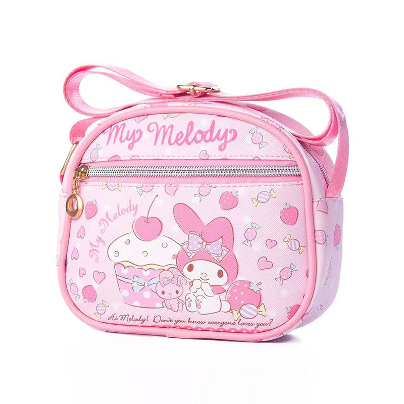 【B-0028】Korean cartoon INS kids mini shoulder cross-body bag leather waterproof zipper key ID storage bag