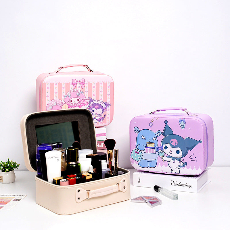 Cute Cartoon Kuromi Makeup Bag Large Capacity Portable Sanrio Makeup Box Colorful Makeup Guka Storage Box Wholesale