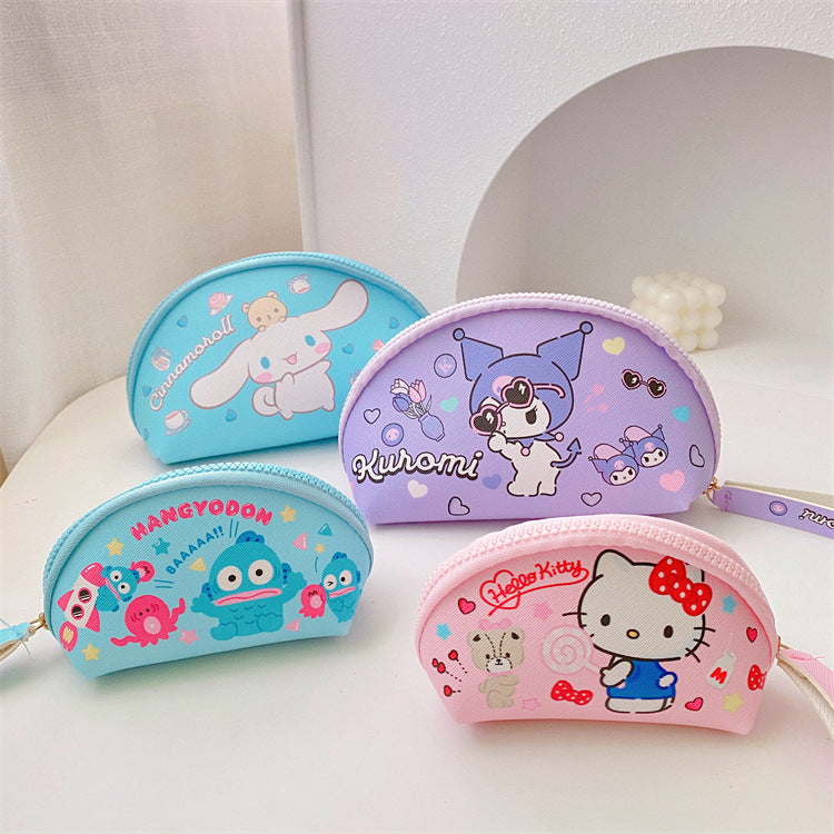 【B-0002】Japanese cartoon cute girl heart makeup bag storage two-piece set Change key storage bag ugly fish hand bag