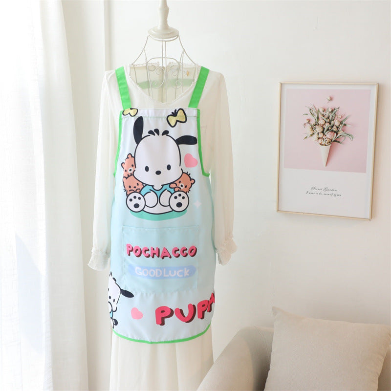 Japanese household anti pollution, anti oil, kitchen cooking apron, cute household work anti dirt sleeveless smock, waist skirt