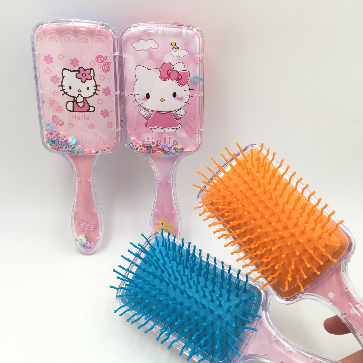 Cute Cat Square Shake Music Curly Hair Comb KT Cat Little Bear Cat Balloon Cat Sequin Air Cushion Hairdressing Comb