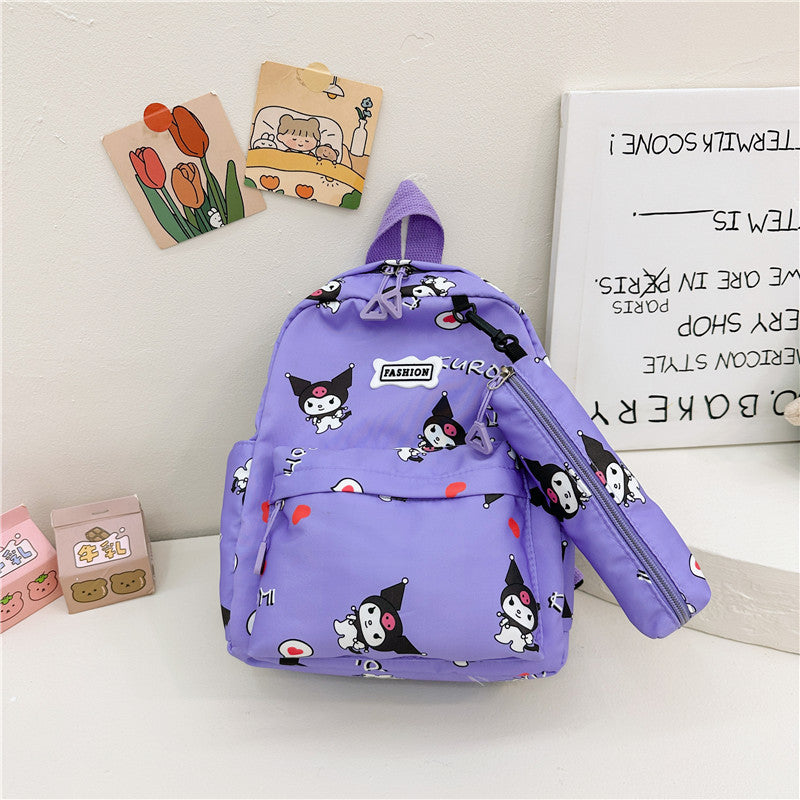 Cartoon printed backpack for kindergarten babies 2023 New cute girl graffiti minimalist backpack trend