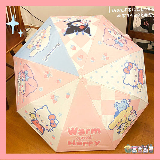 【DU-0041】Japanese kulomi sunshade umbrella transparent ins female cute sanrio sunny rain kt cat sun umbrella UV protection