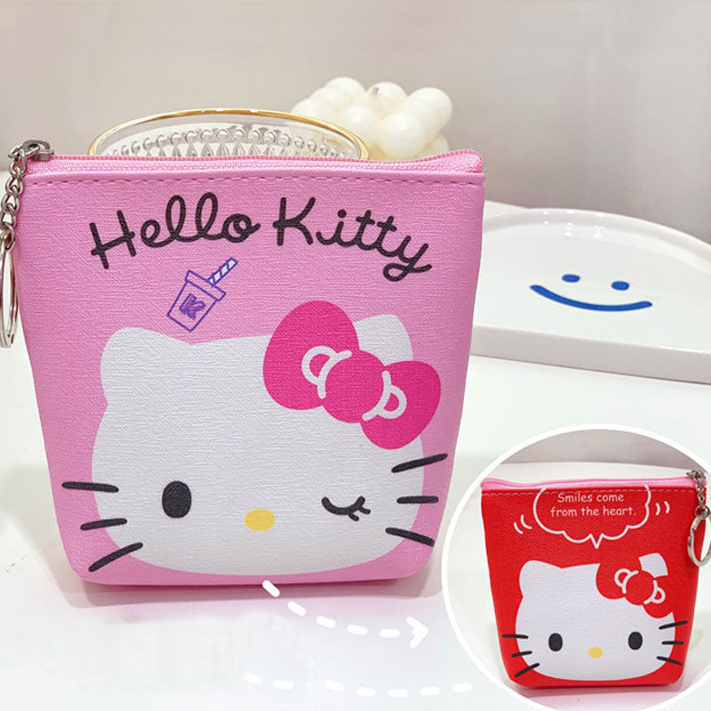 Cute cartoon coin purse students children loose wallet PU leather zipper coin purse headphone bag carry-on organizer bag