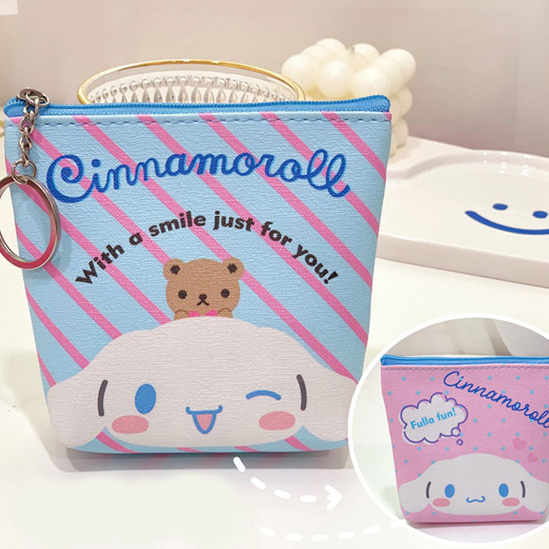 Cute cartoon coin purse students children loose wallet PU leather zipper coin purse headphone bag carry-on organizer bag