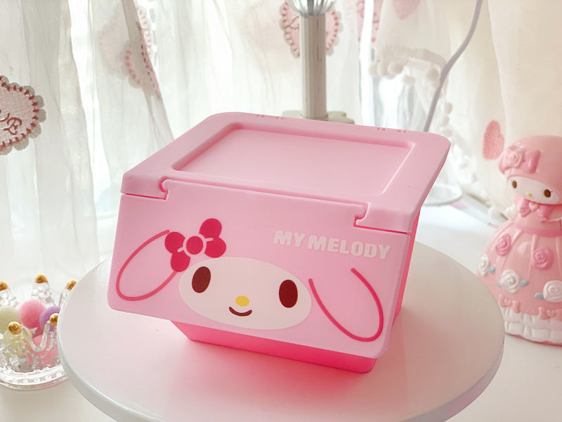 Cartoon desktop flip storage box cute sundries box jewelry box dumpling bio-stackable finishing box storage box