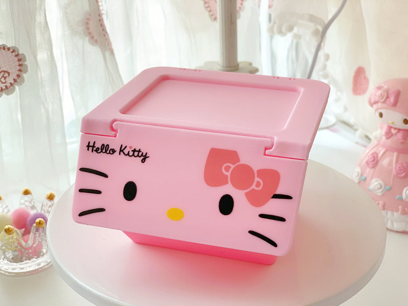 Cartoon desktop flip storage box cute sundries box jewelry box dumpling bio-stackable finishing box storage box