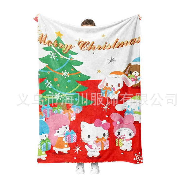 【TY-0001】New Sanrio Fleece Blanket Christmas Gift Blanket Autumn and Winter Warm Sofa Cover Blanket Shawl