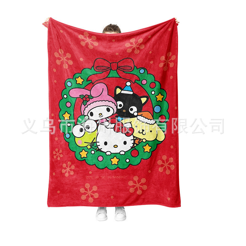 【TY-0001】New Sanrio Fleece Blanket Christmas Gift Blanket Autumn and Winter Warm Sofa Cover Blanket Shawl