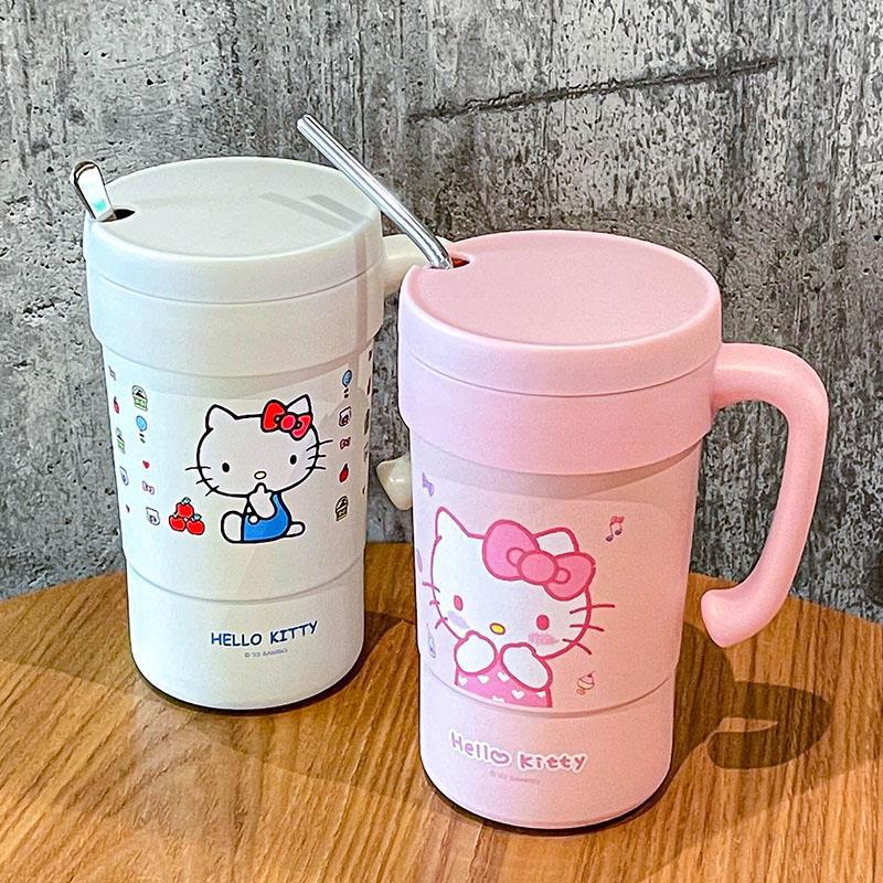 Mug with straw cute office water cup girl high value hellokitty Cup coffee mug