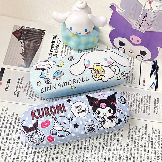 Japanese cute big-eared dog small library glasses case PU leather student glasses portable girly heart storage box cartoon