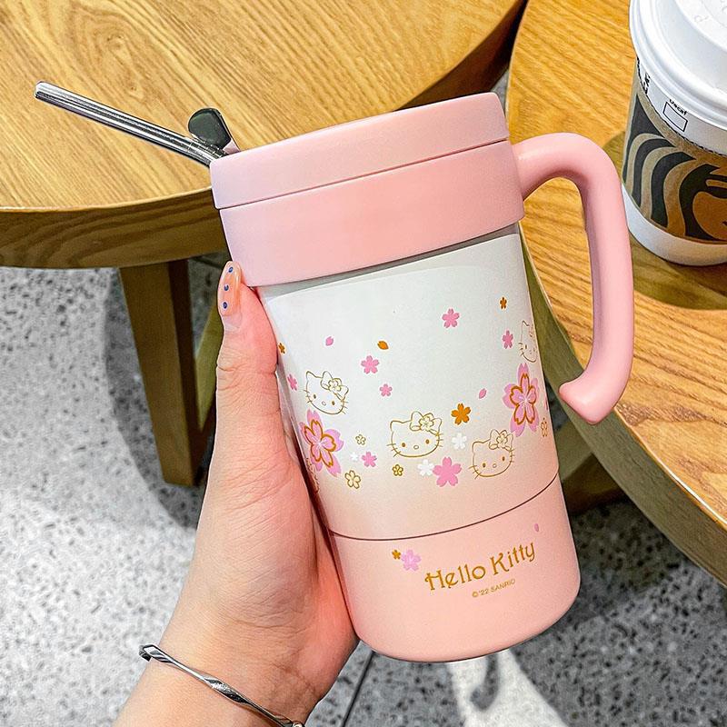 Mug with straw cute office water cup girl high value hellokitty Cup coffee mug