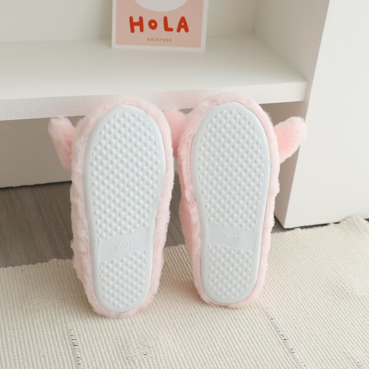 Cartoon Household Plush Warm Slippers Indoor Anti slip Half Heel Home Shoes Japanese Girl Home Shoes