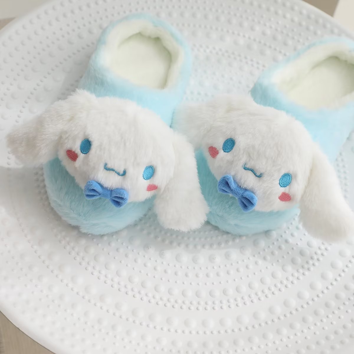 Cartoon Household Plush Warm Slippers Indoor Anti slip Half Heel Home Shoes Japanese Girl Home Shoes